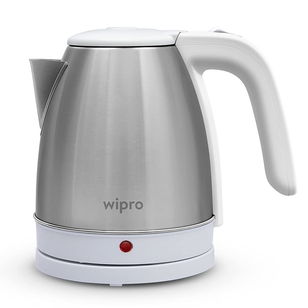 White Seasons Wipro Vesta 1.5L electric kettle with a sleek design and easy-to-use spout for boiling water.