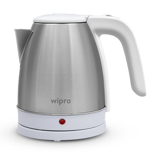 White Seasons Wipro Vesta 1.5L electric kettle with a sleek design and easy-to-use spout for boiling water.