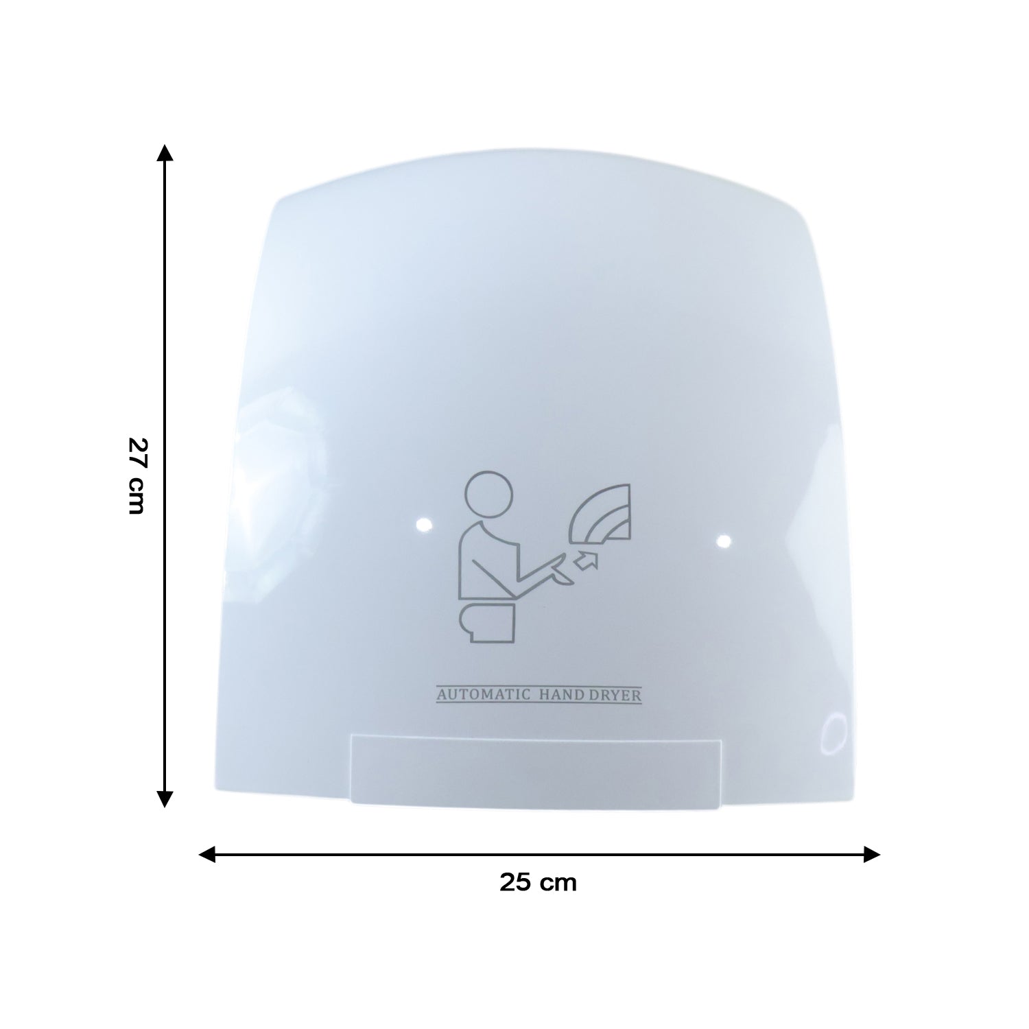 Electric wall-mounted sensor hand dryer by Wukusy, showing a sleek white device with sensor activation for quick hand drying.