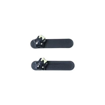 Set of four Wukusy cute cat design premium matte finish hair clips, stylish accessories for securing hair in a playful look.