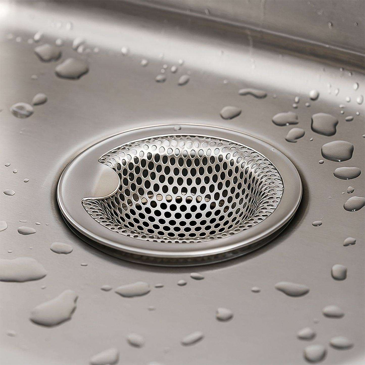 Wukusy stainless steel kitchen sink drain strainer stopper, small size, designed to catch debris and prevent clogs in kitchen sinks.
