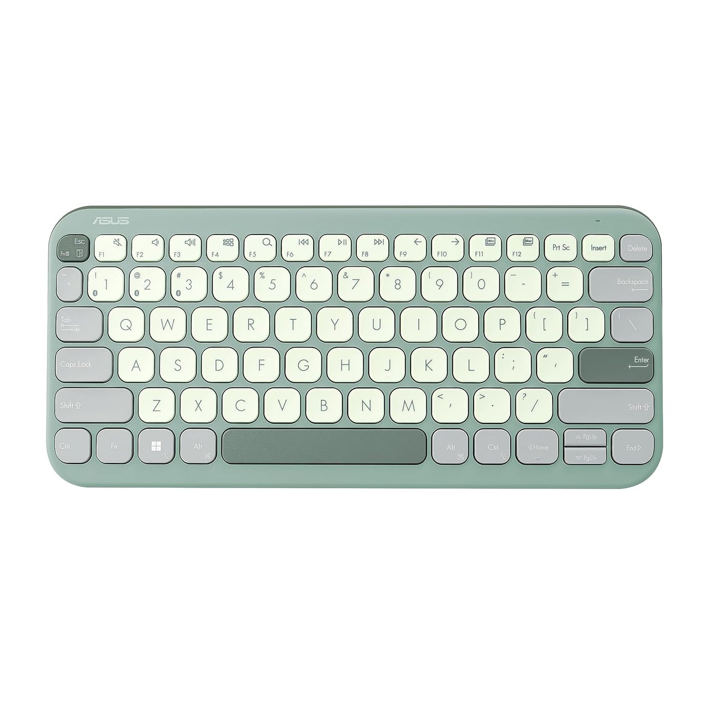 Seasons Asus Marshmallow KW100 Bluetooth multi-device keyboard with sleek design and multimedia keys, shown in kybd17.jpg.