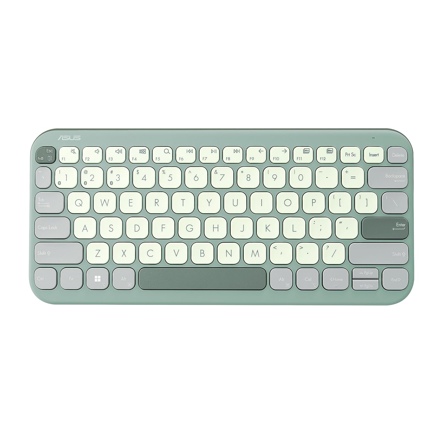 Seasons Asus Marshmallow KW100 Bluetooth multi-device keyboard with sleek design and multimedia keys, shown in kybd17.jpg.