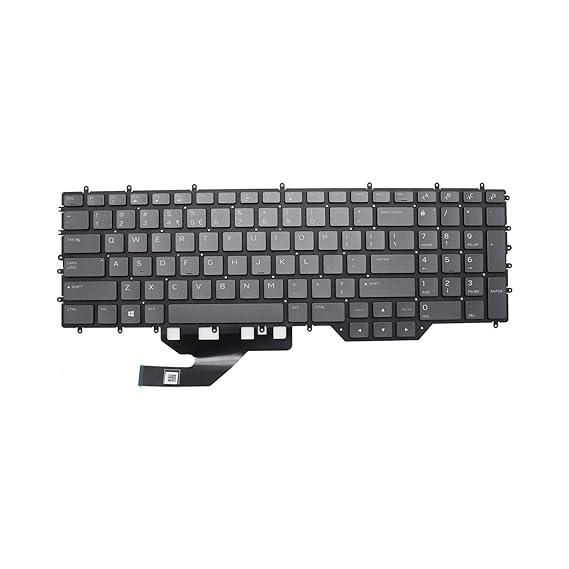 Black Dell Alienware M17xR3 / M18x backlit internal laptop keyboard by Seasons, showing key layout and backlighting features.