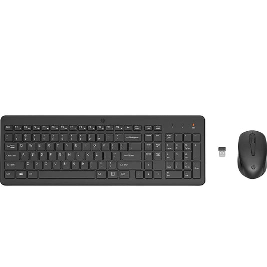 Wireless black HP 330 mouse and keyboard combo by Seasons, featuring a sleek keyboard and ergonomic mouse for desktop use.