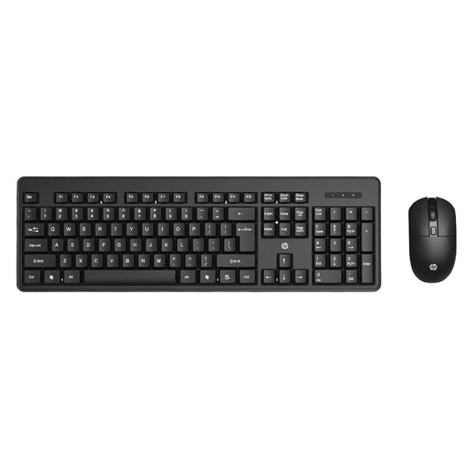 Black HP KM200 wireless desktop keyboard by Seasons with a sleek design and full-sized keys.