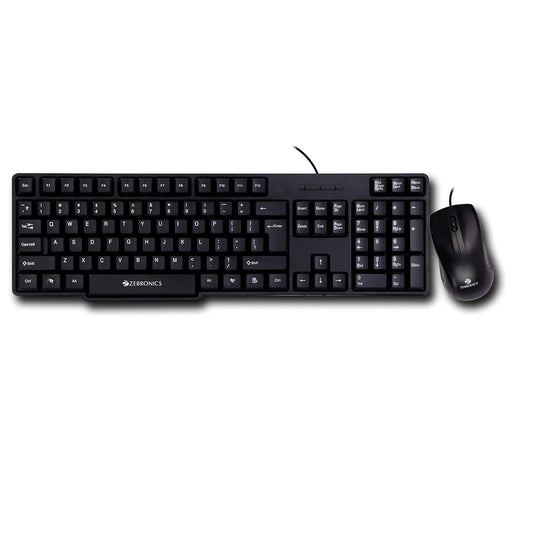 Black Zebronics Zeb-Judwaa 750 wired USB desktop keyboard with standard keys and sleek design for comfortable typing.
