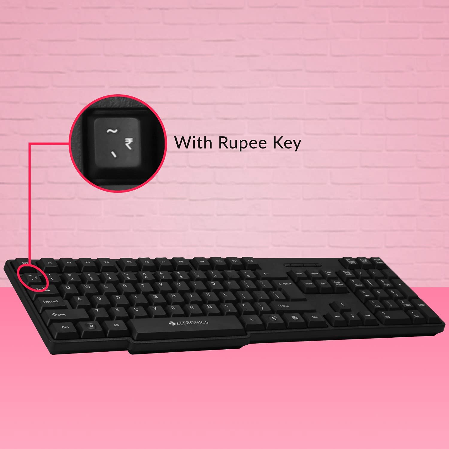 Seasons Zebronics Zeb-Companion 107 wireless laptop keyboard with nano receiver and matching mouse in black color.