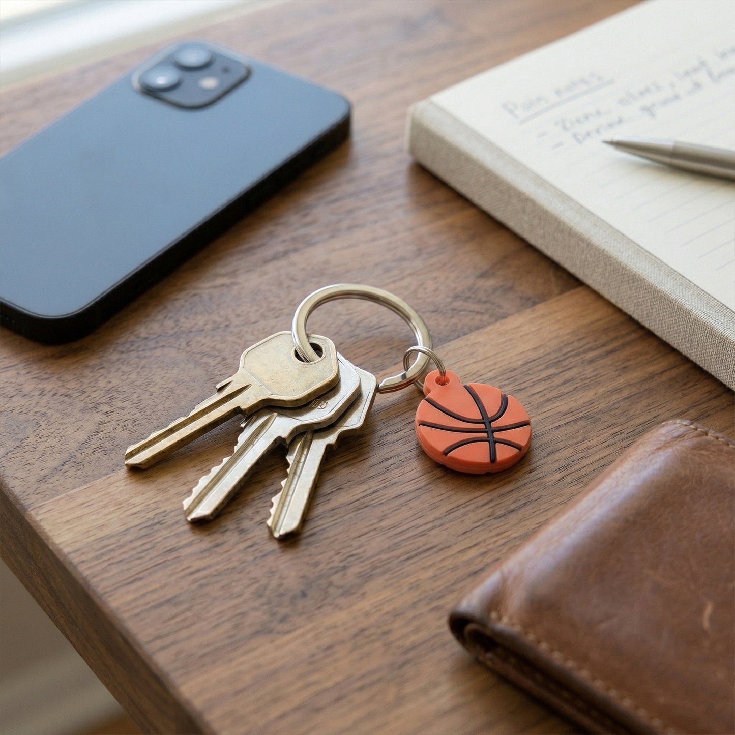 Set of 10 basketball-themed bag charm keychains by Wukusy, featuring mini basketball designs and vibrant colors for accessories.