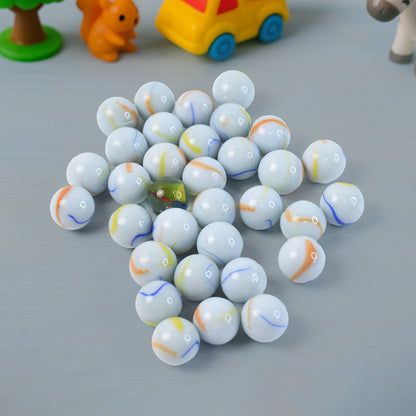 Set of approximately 30 Wukusy classic glass marbles for home decor, featuring colorful, smooth, round glass stones.