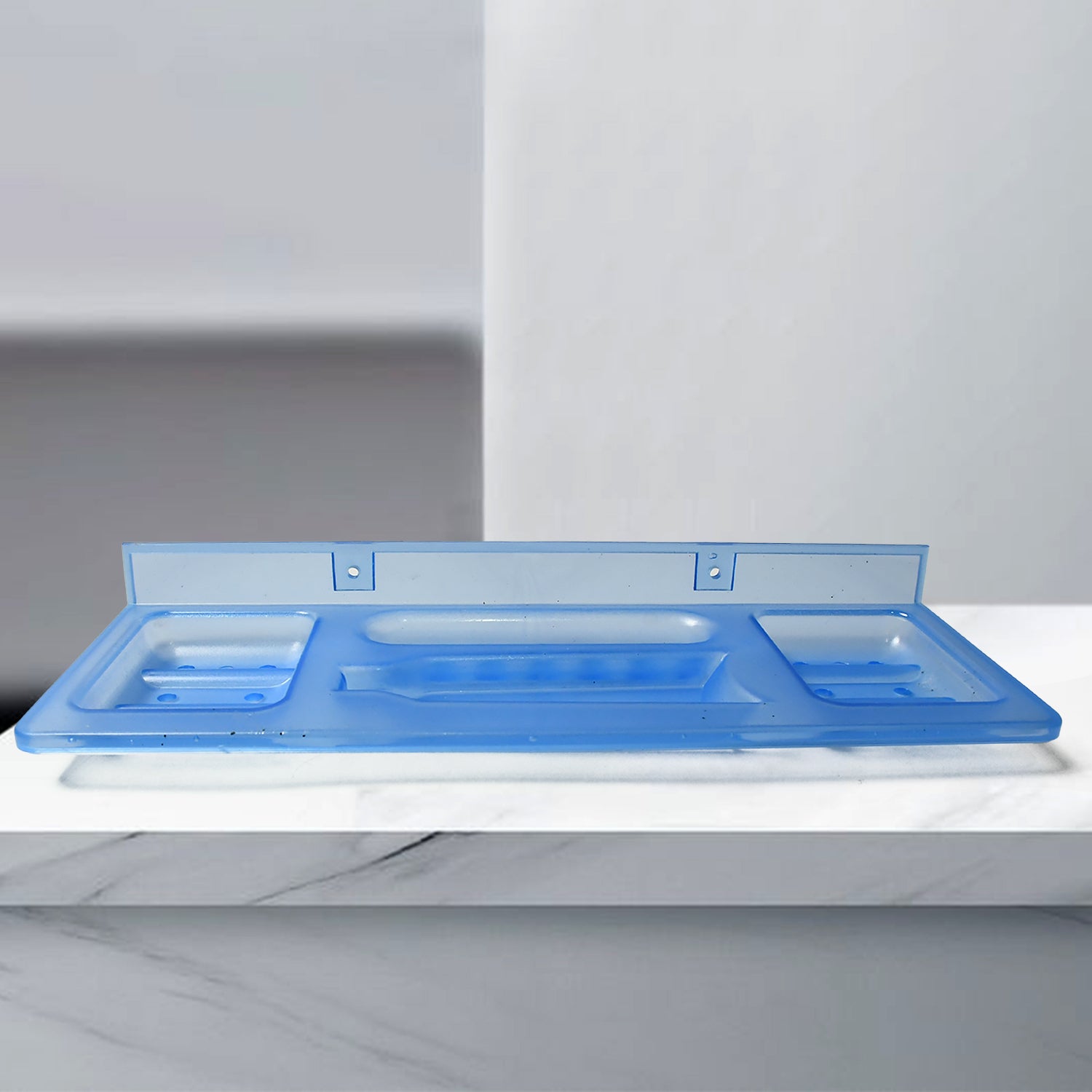 Wukusy 4-in-1 glass soap dish with stand, modern design, suitable for bathroom use, enhances bathroom decor.