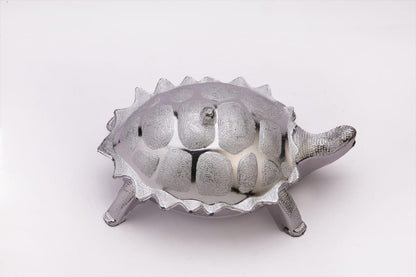 Wukusy tortoise-shaped dry fruit gift box used as decorative home decor, featuring a detailed multicolor tortoise design.