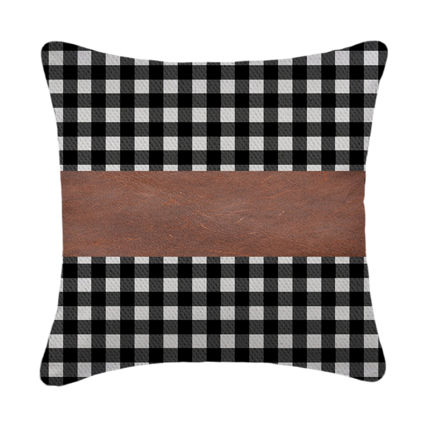 Pair of Wukusy leather and cotton pillow covers, 15x15 inch cushion covers for home decor, set of 2 in a natural, stylish design