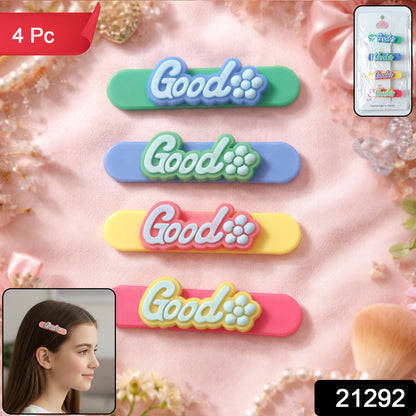 Set of four colorful Wukusy hair clips with vibrant, playful designs for stylish hair accessories.