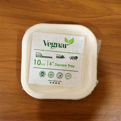 Set of 10 disposable square food serving trays by Wukusy, ideal for parties and catering, made of lightweight, durable material.