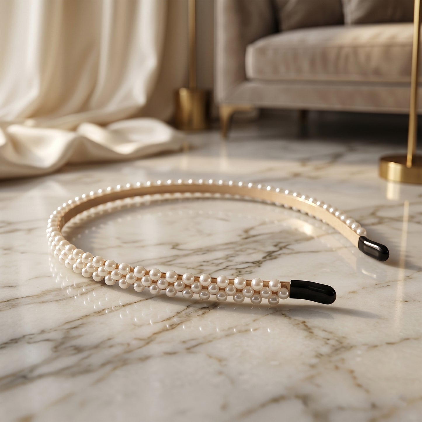 Wukusy premium pearl-embellished stylish hairband featuring elegant design and decorative pearls for a sophisticated look.