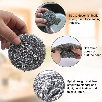 Wukusy stainless steel kitchen scrubber, 25g, durable cleaning tool with metal bristles for pots and pans.