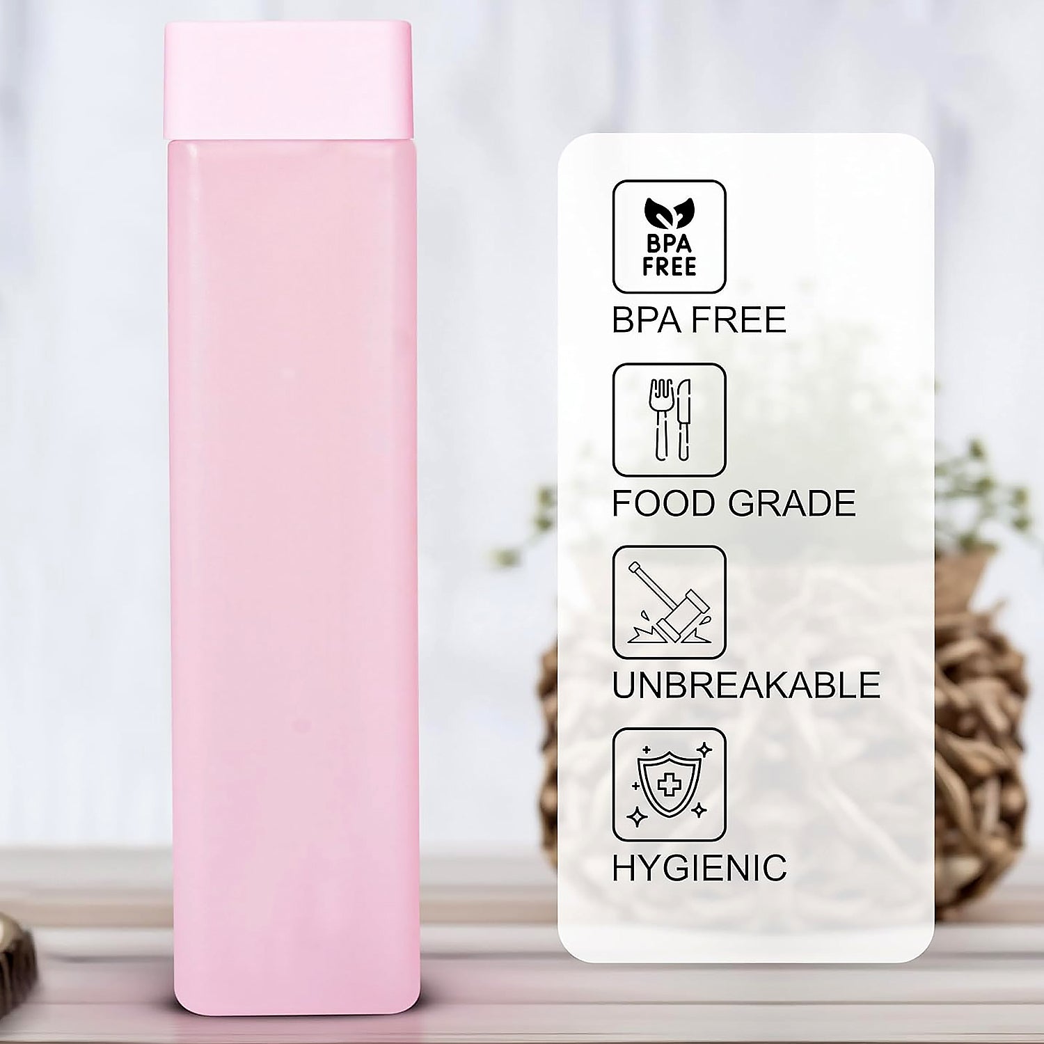 Wukusy 1000ml BPA-free large square plastic water bottle with wide mouth, leakproof design, suitable for gym, home, or office use.