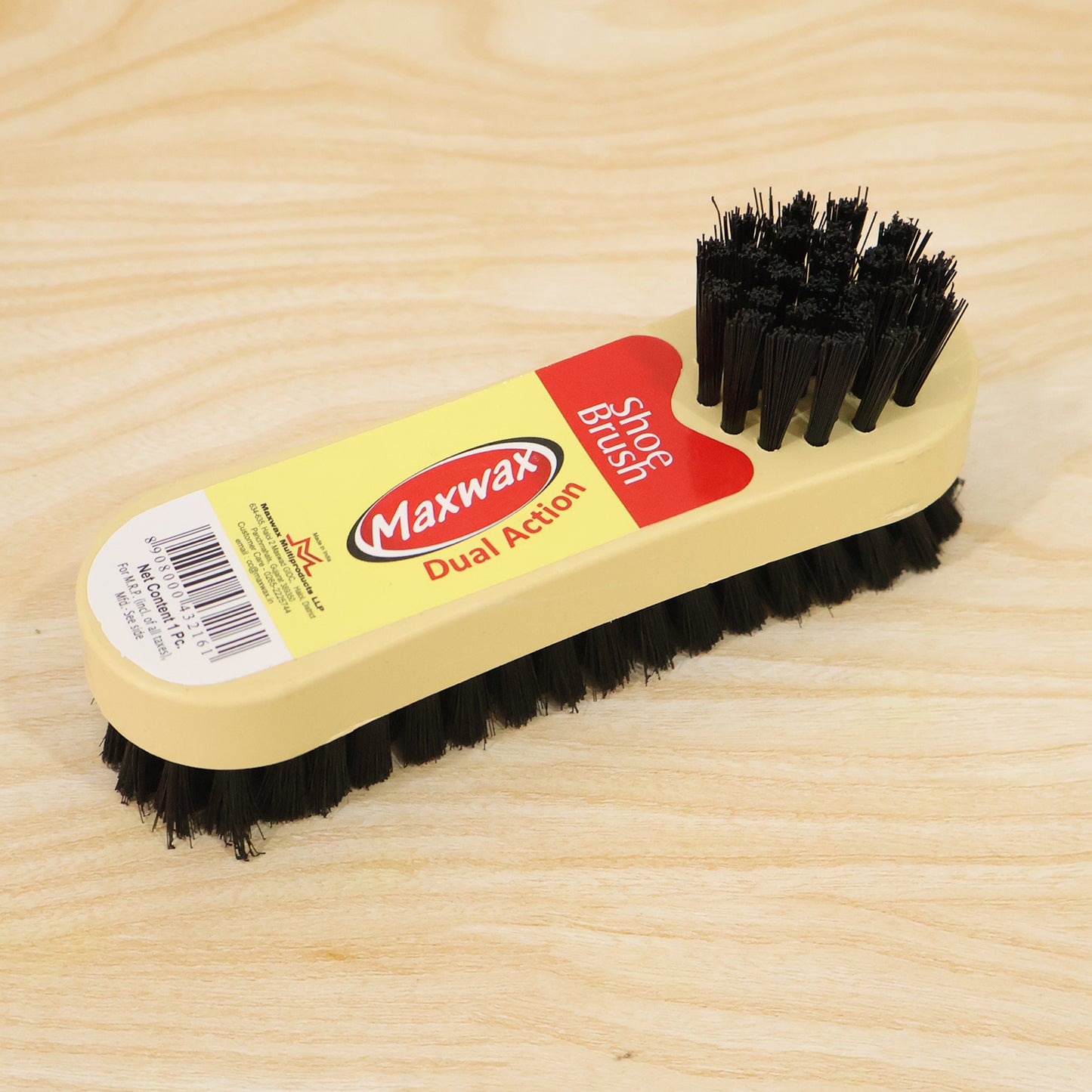 Wukusy Maxwax Dual Action Shoe Cleaning Brush 2-in-1 with soft and stiff bristles for versatile shoe care.