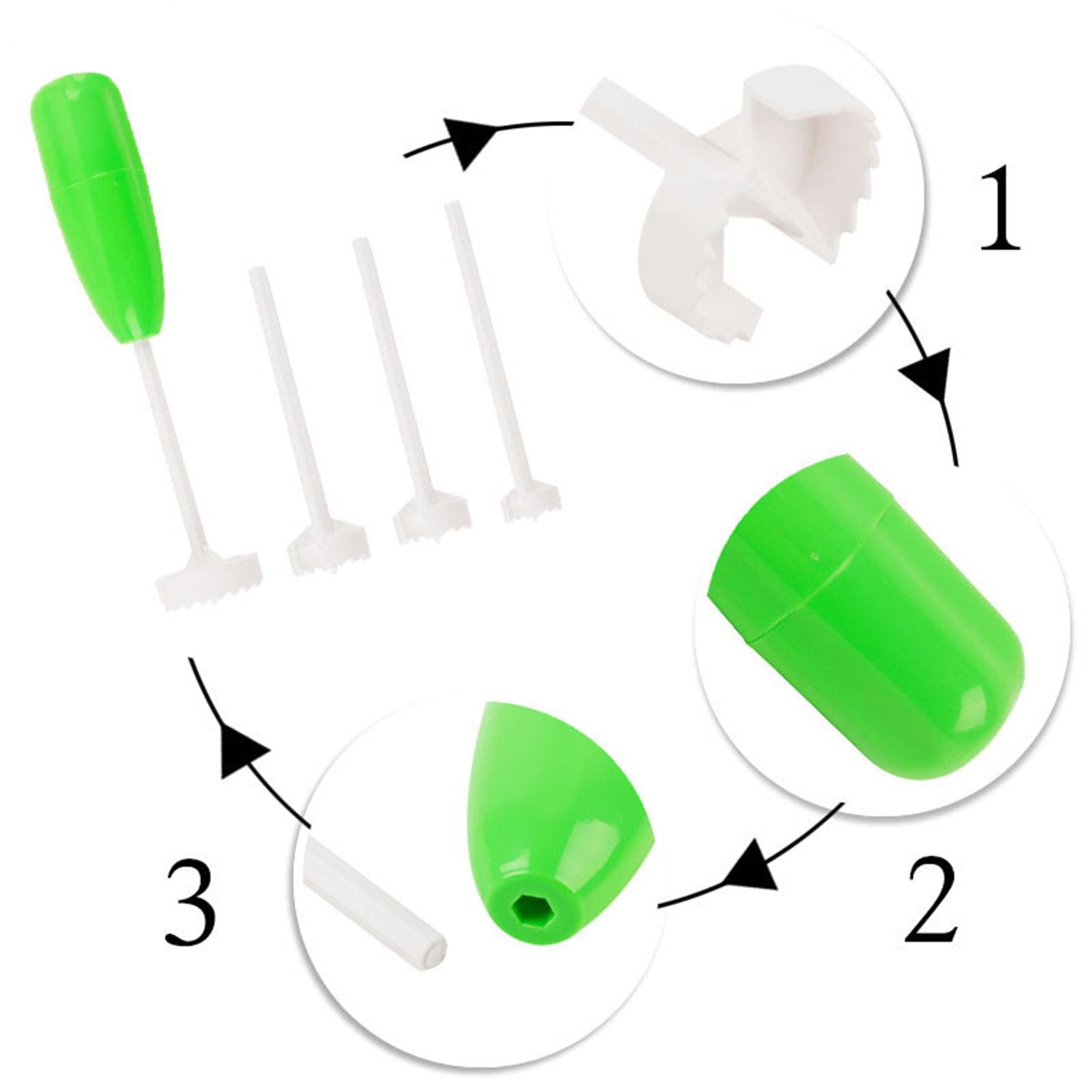 Wukusy Veg Drill vegetable spiralizer kitchen tool for creating stuffed vegetable spirals and decorative vegetable shapes.