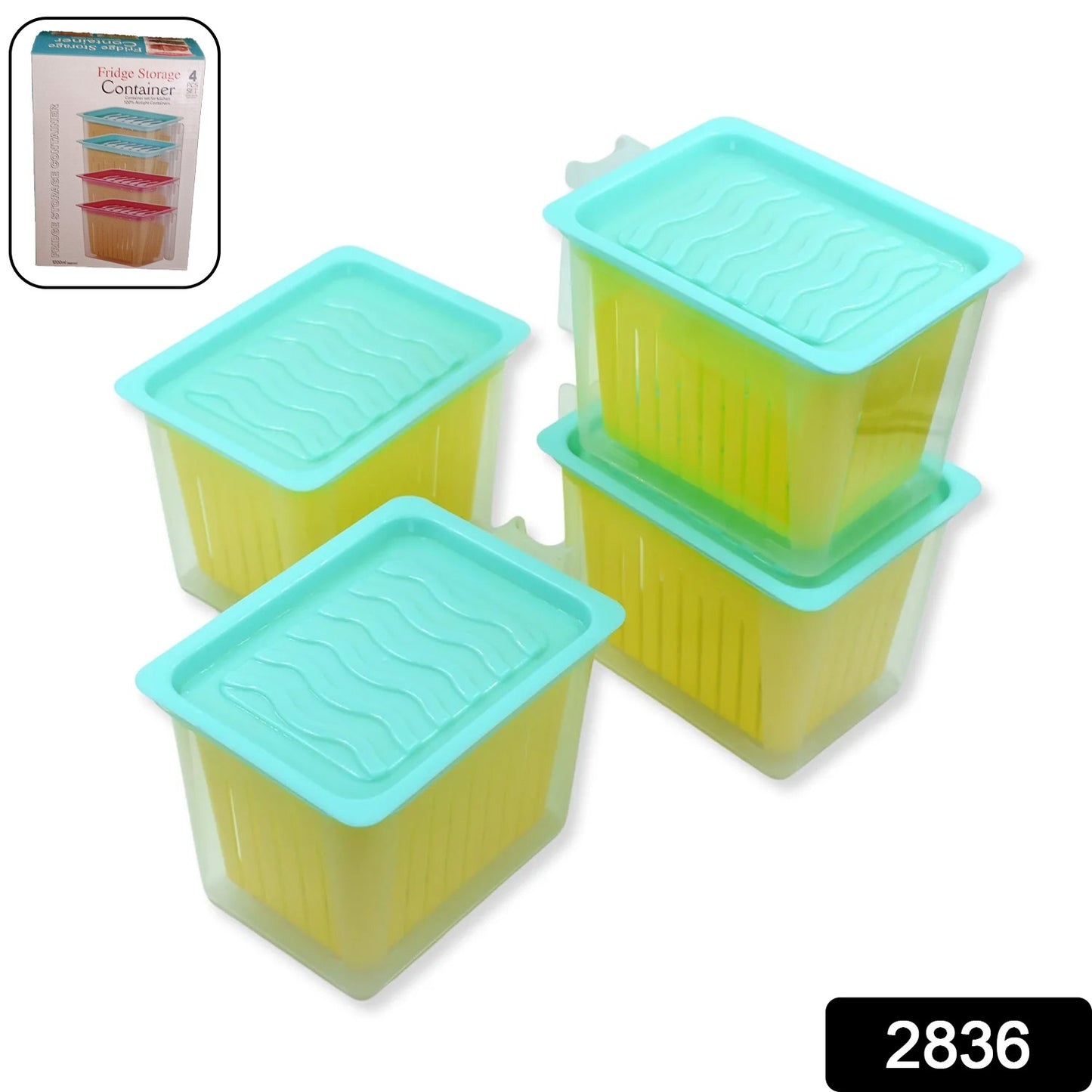 Wukusy 2836 plastic fridge storage containers with handles, 4-piece set for organized kitchen food storage
