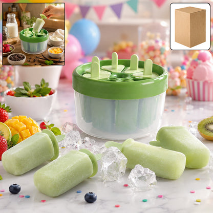 Wukusy plastic ice candy popsicle maker set with 8 molds for homemade frozen treats on a white background.