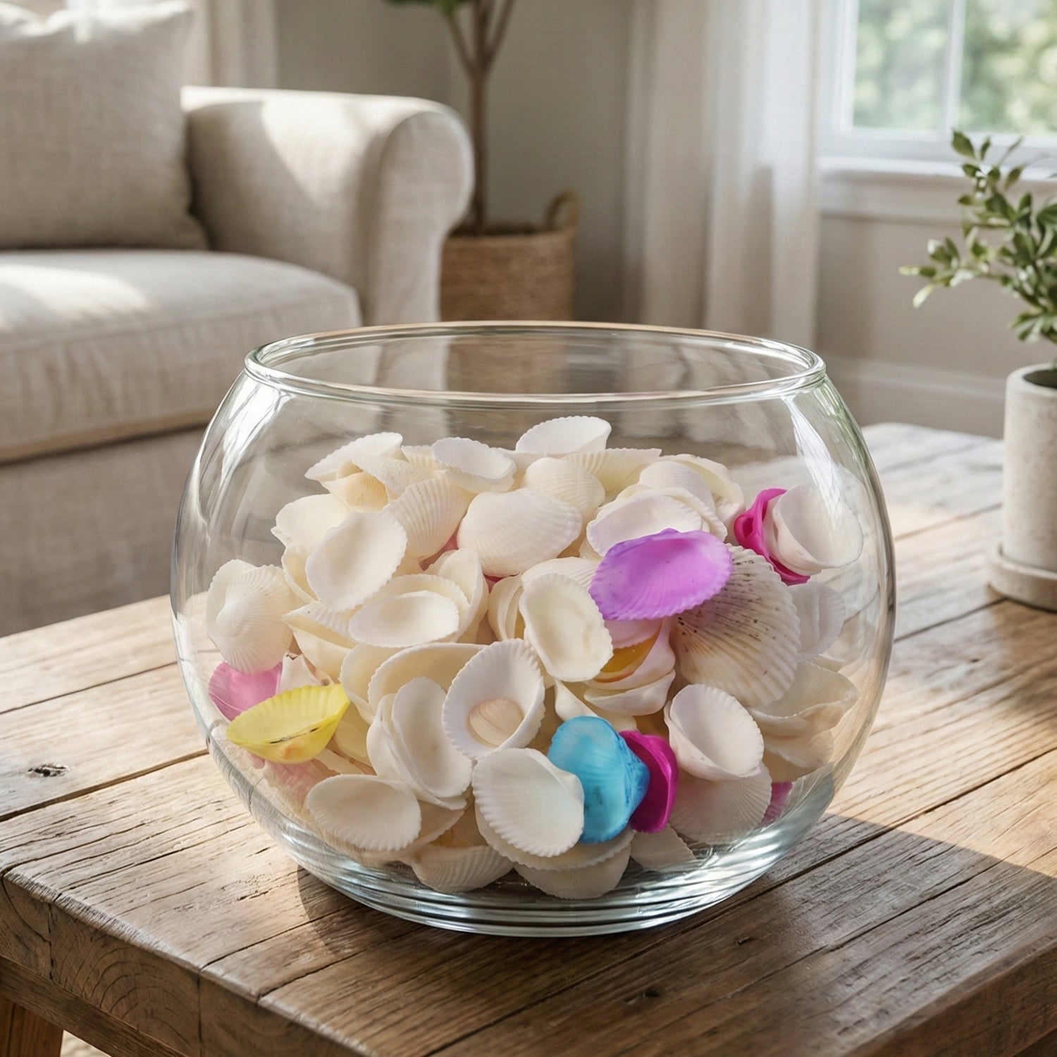 Set of decorative seashells by Wukusy, featuring various natural shells perfect for beach-themed home decor.
