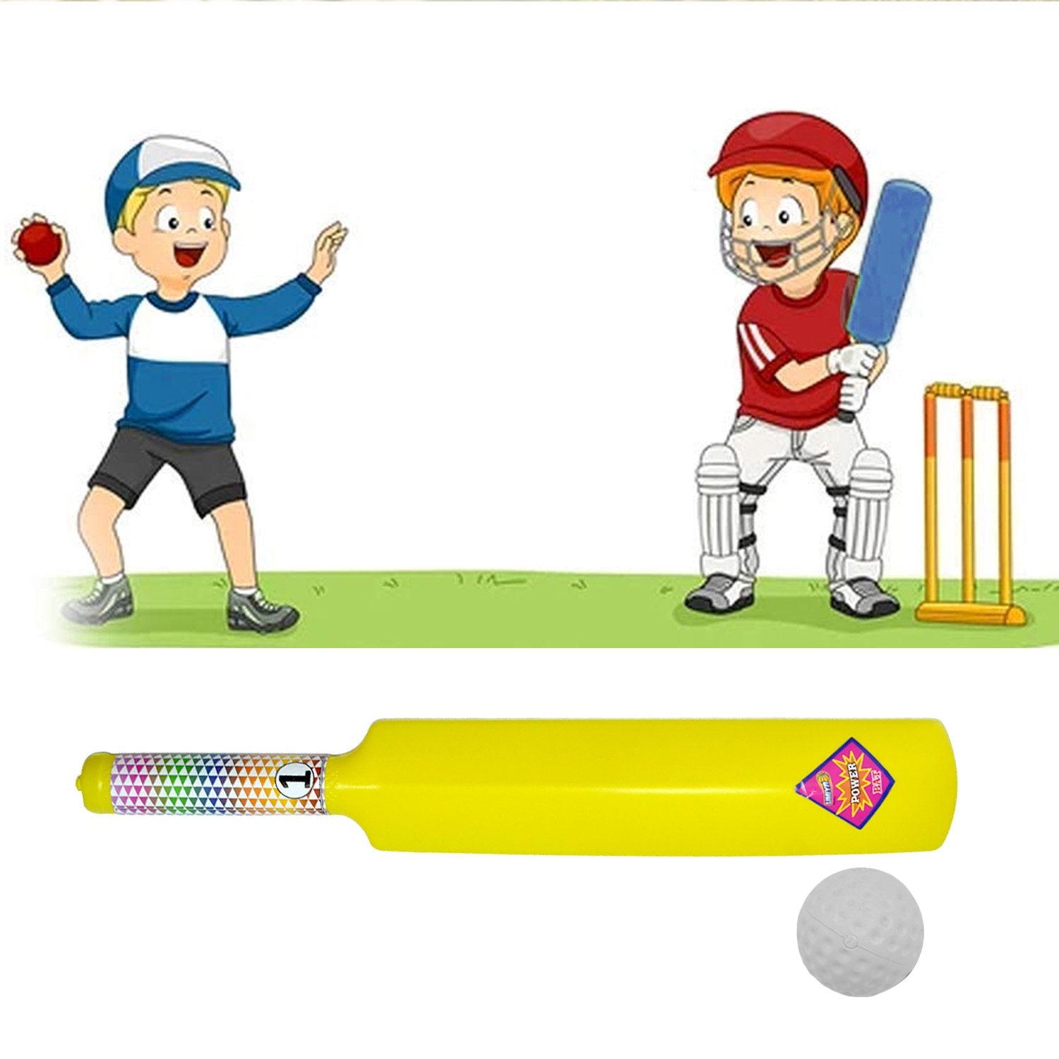Wukusy plastic cricket bat and ball set for boys and girls, colorful toy cricket equipment for outdoor play