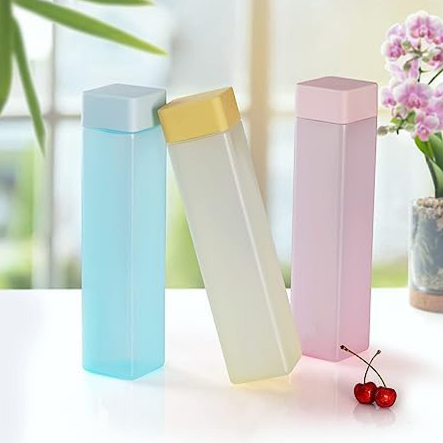 Set of 6 Wukusy large capacity plastic water bottles with wide-mouth, leakproof, BPA-free design for office, gym, and home use.