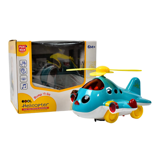 Wukusy 4516 helicopter and airplane musical toy with lights, electronic moving features, designed for babies 6-18 months.