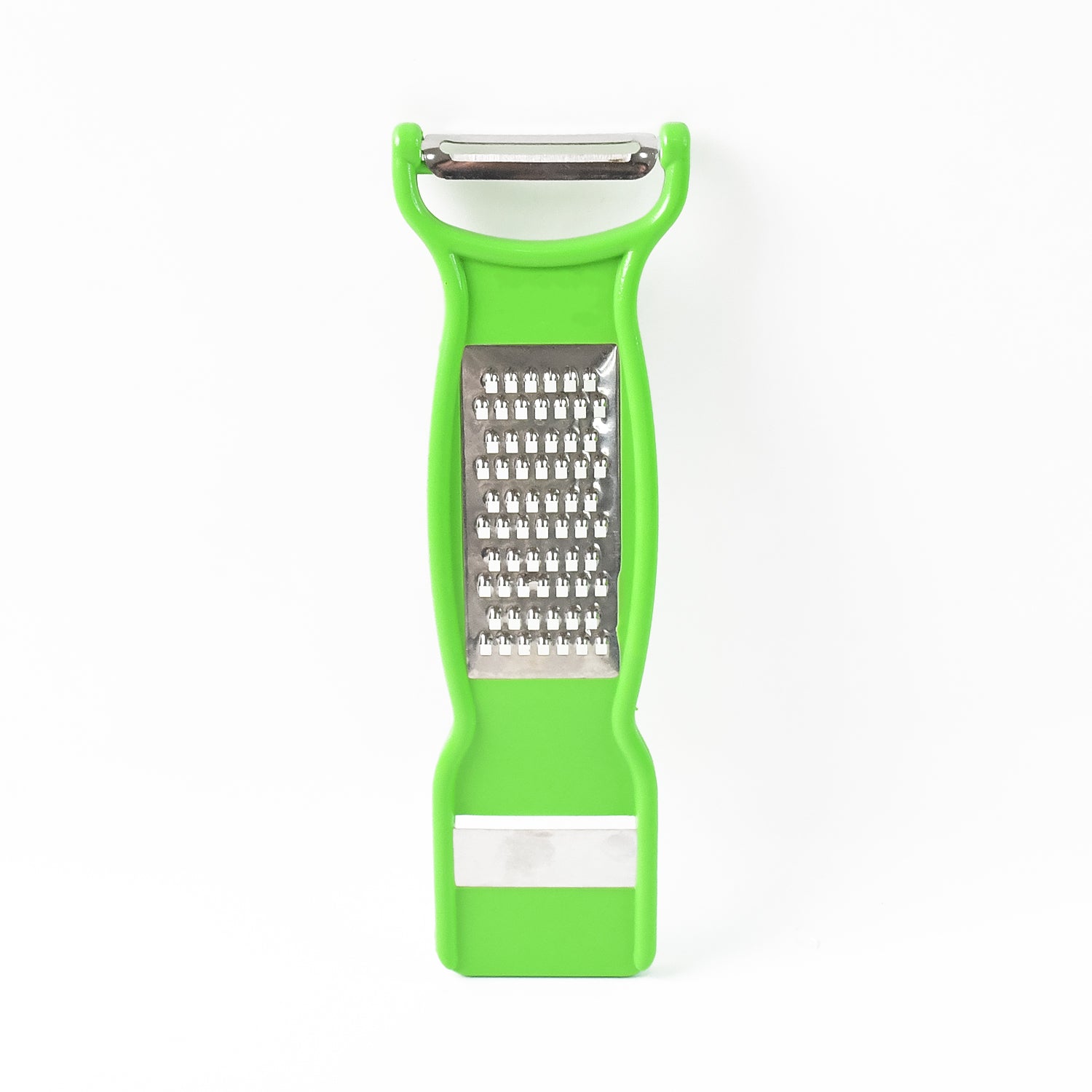 Wukusy Supermom 3-in-1 stainless steel vegetable and fruit peeler for versatile kitchen use, shown with peeled produce.