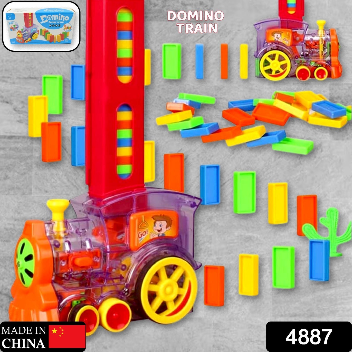 Wukusy transparent toy train set with 60 blocks, lights, and music for kids, featuring a funny engine and automatic block play.