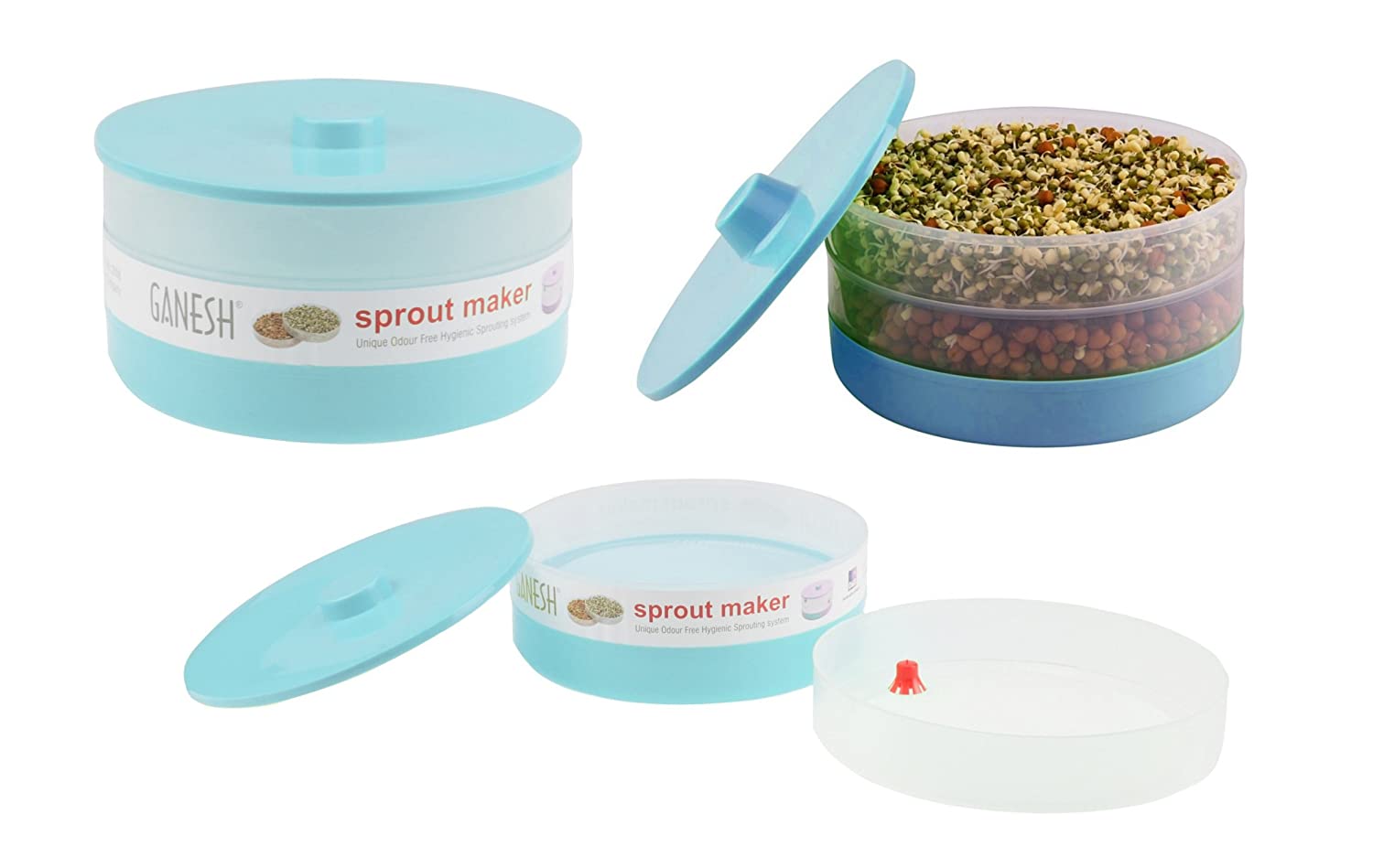 Wukusy Ganesh Sprout Maker bean bowl with 1800ml capacity, a kitchen tool for sprouting beans and seeds.