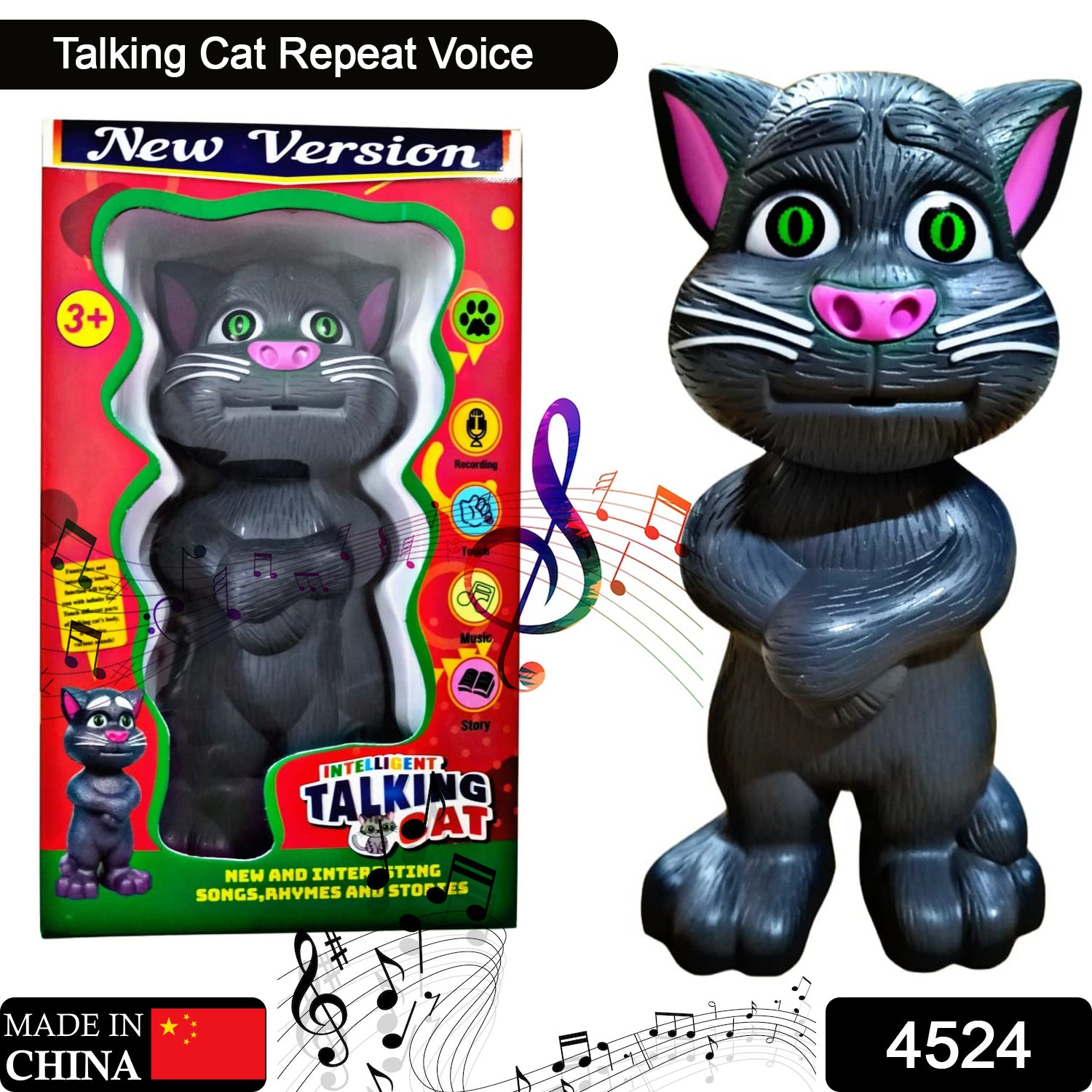 Wukusy Talking Mimicry Touching Tom cat toy with interactive voice for kids, designed for fun play and home decor.