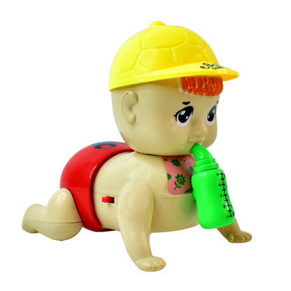 Battery operated crawling baby toy with music by Wukusy, featuring colorful design and moving parts for entertainment and learning.