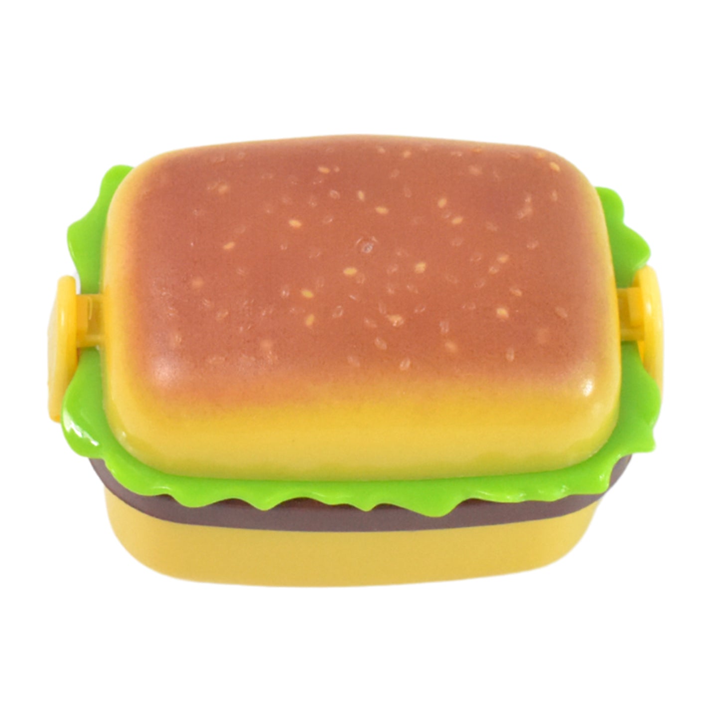 Wukusy plastic burger-shaped double hole sharpener with eraser, small size, ideal for office use, colorful and fun stationery tool