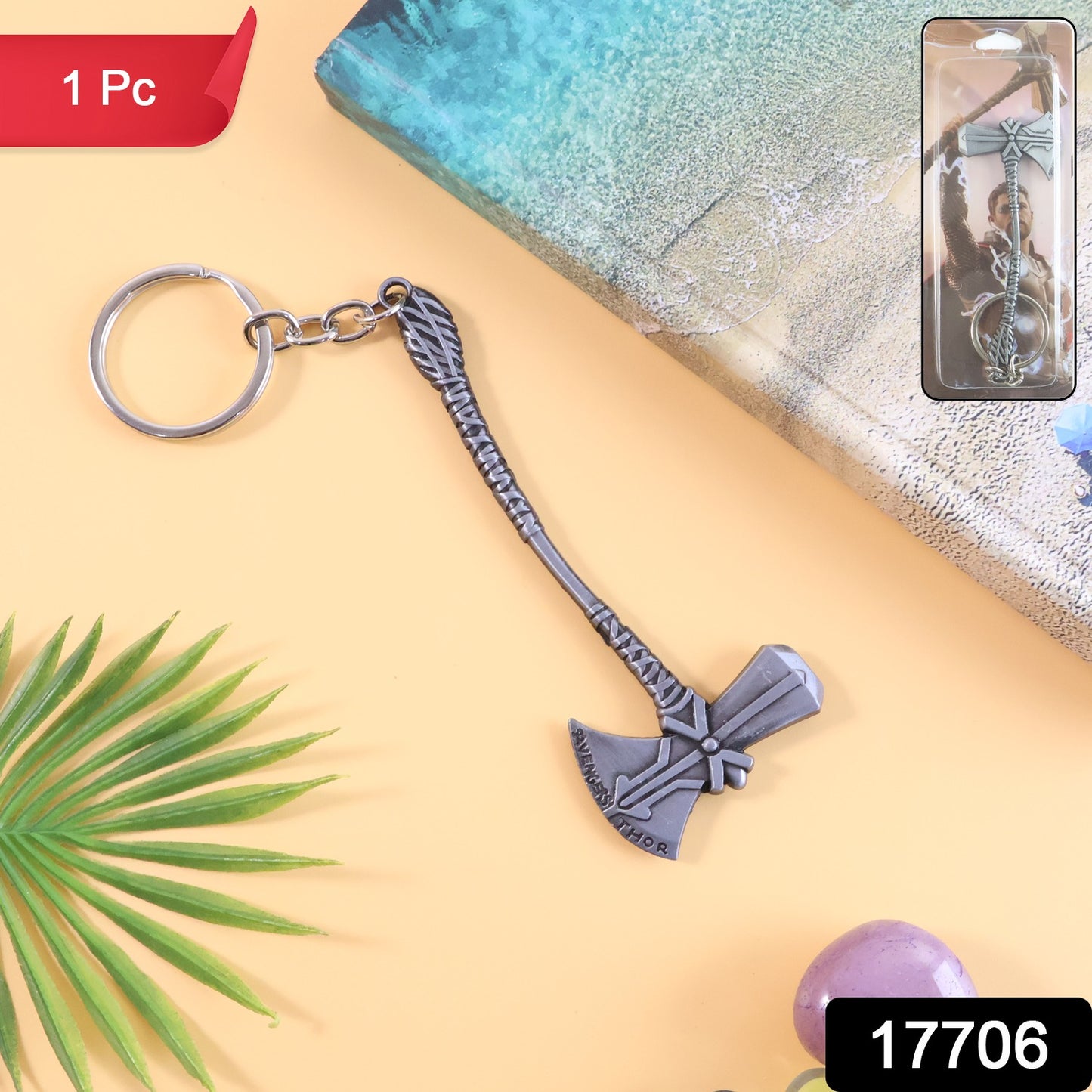 Wukusy premium metal axe keychain featuring a detailed miniature axe design, perfect for key organization and accessories.