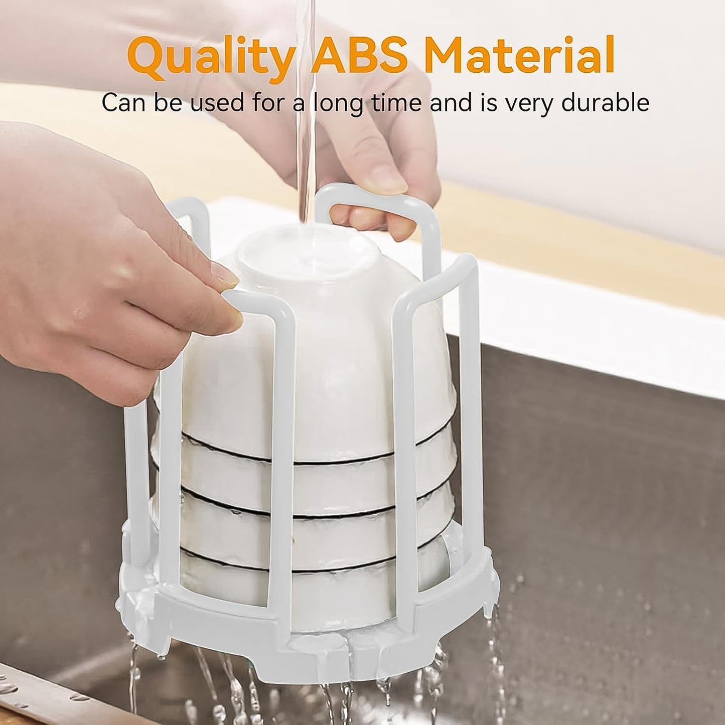 Wukusy plastic bowl holder and organizer drain rack for kitchen, designed to hold and dry bowls efficiently