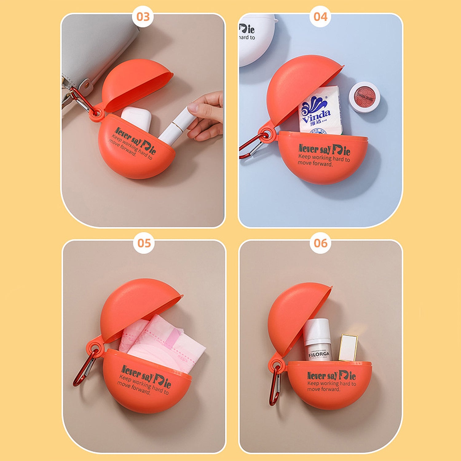 Wukusy plastic round multi-purpose storage box with keychain, empty and portable for organizing small items or accessories.