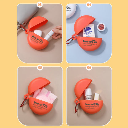 Wukusy plastic round multi-purpose storage box with keychain, empty and portable for organizing small items or accessories.