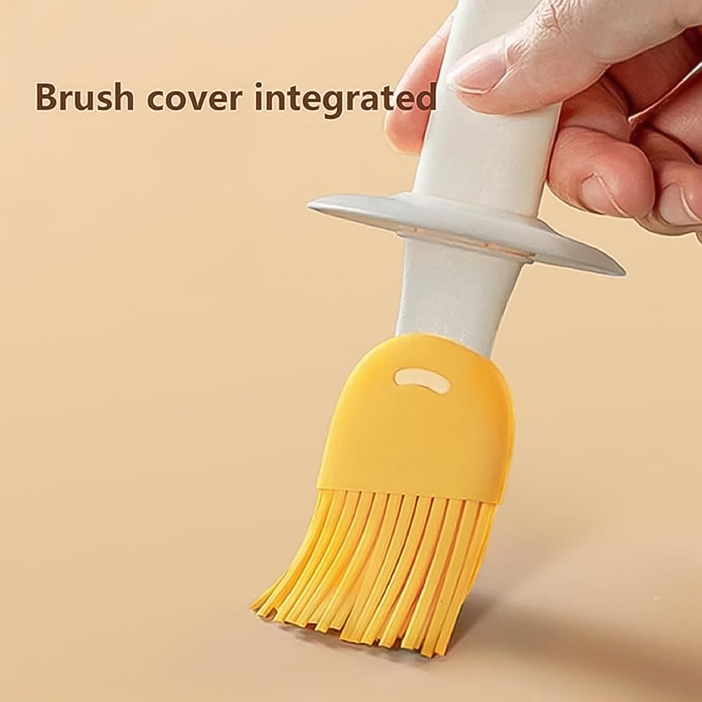 Wukusy 2-in-1 oil dispenser bottle with silicone basting brush for kitchen use, featuring a clear plastic bottle and flexible brush.