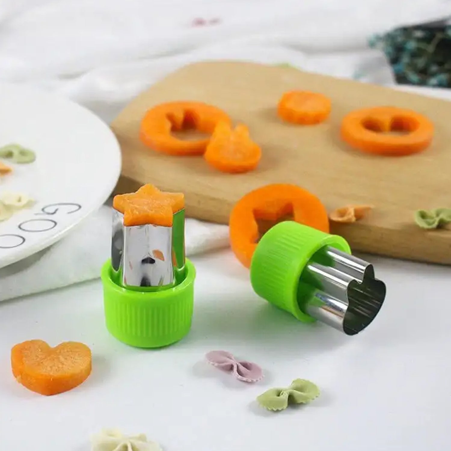 Wukusy stainless steel cookie cutter shapes set with 12 pieces for baking and food decoration, featuring various fun shapes.