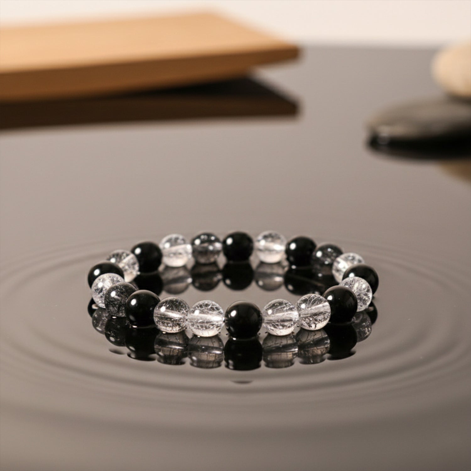 Elegant Wukusy dual-tone crystal beaded stretch bracelet with sparkling beads and a sleek design, perfect for stylish accessories.
