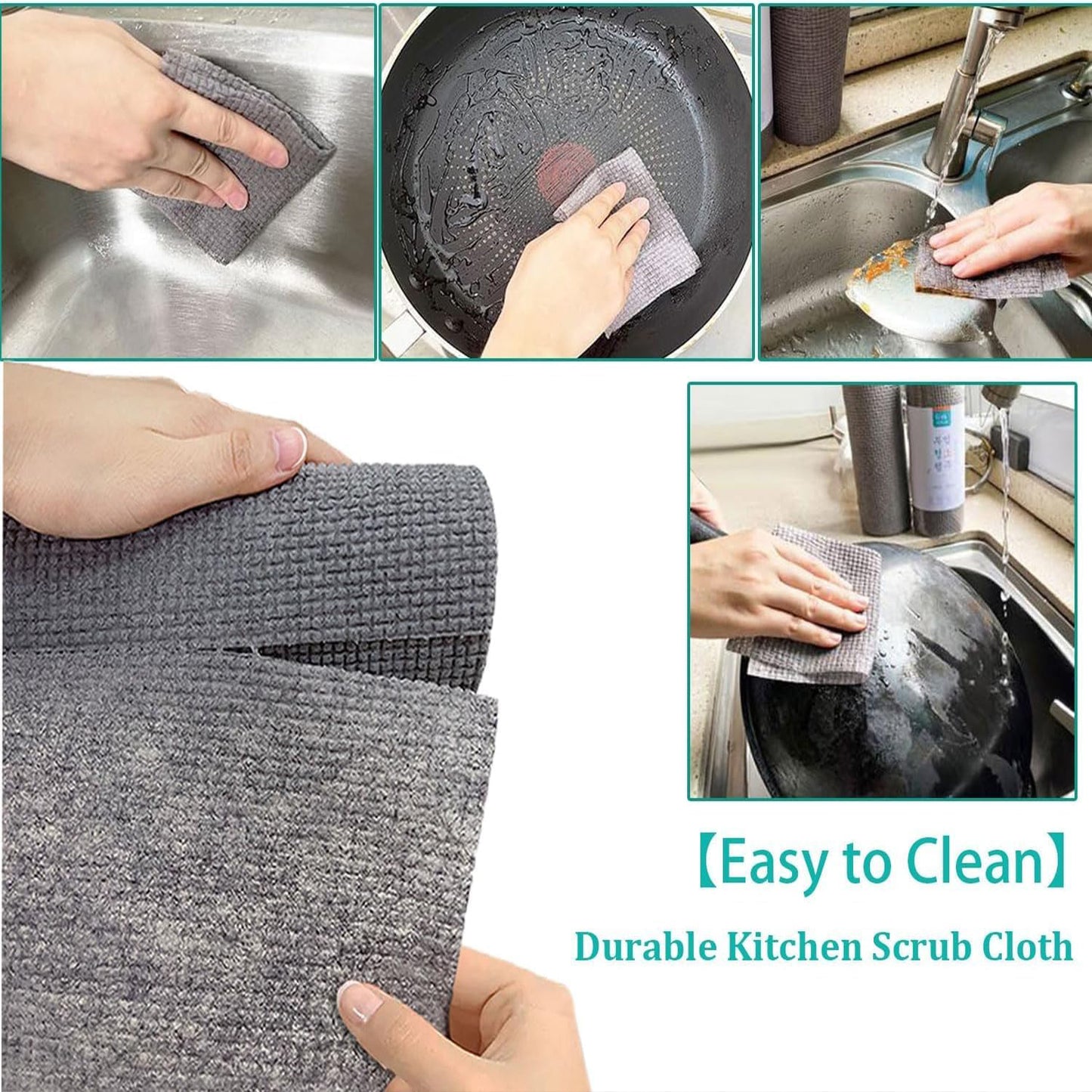 Wukusy durable microfiber kitchen scrub cloth, 202cm roll, for cleaning and kitchen wear resistance, multipurpose home cleaning cloth