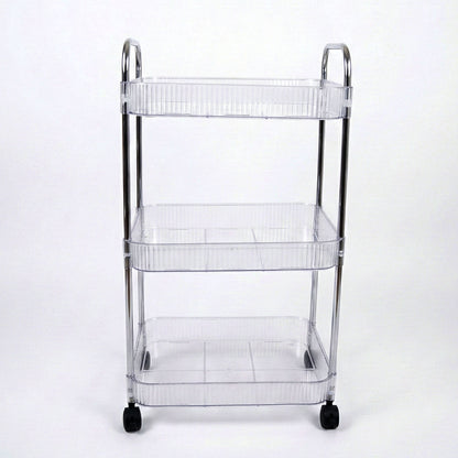 Wukusy 3-layer multipurpose storage trolley with wheels, featuring three spacious shelves and durable frame for easy organization.