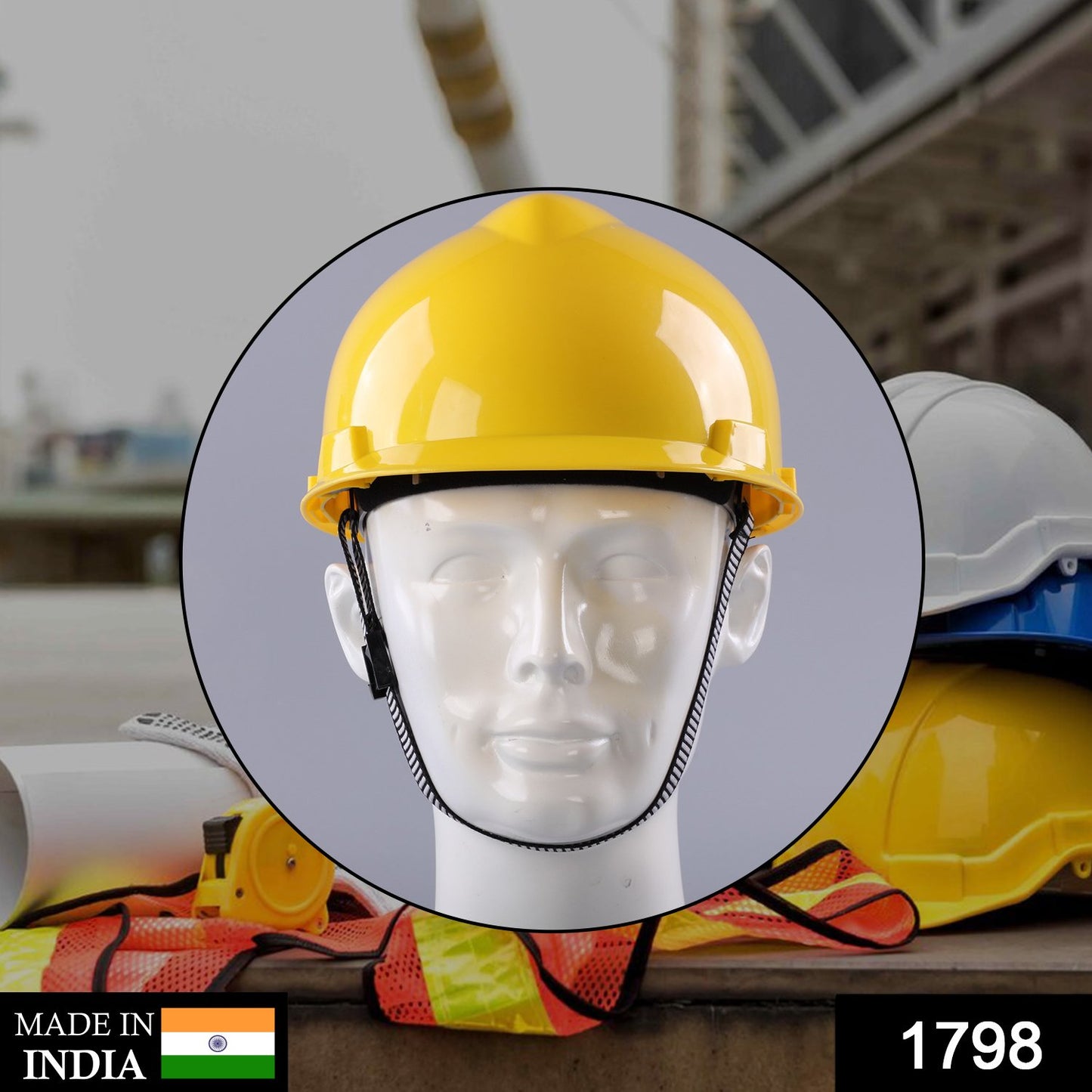 Yellow plastic hard hat construction cap by Wukusy, designed for safety in construction and power tools environments.