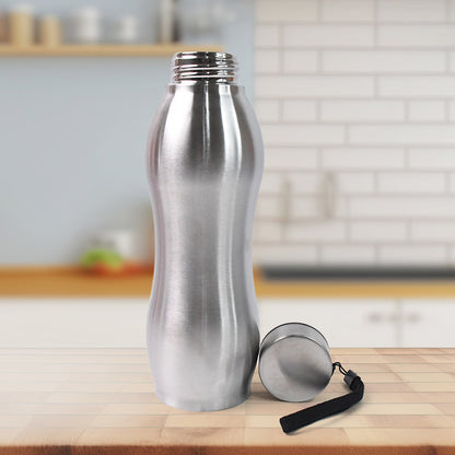 Wukusy stainless steel double wall vacuum-insulated water bottle, 1000ml, with sleek silver finish and secure screw cap.