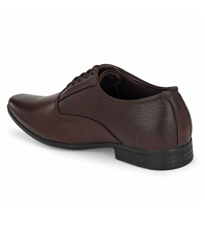 Brown Leeport Oxford artificial leather formal shoes by Drpshippr, showcasing classic design and sleek craftsmanship.