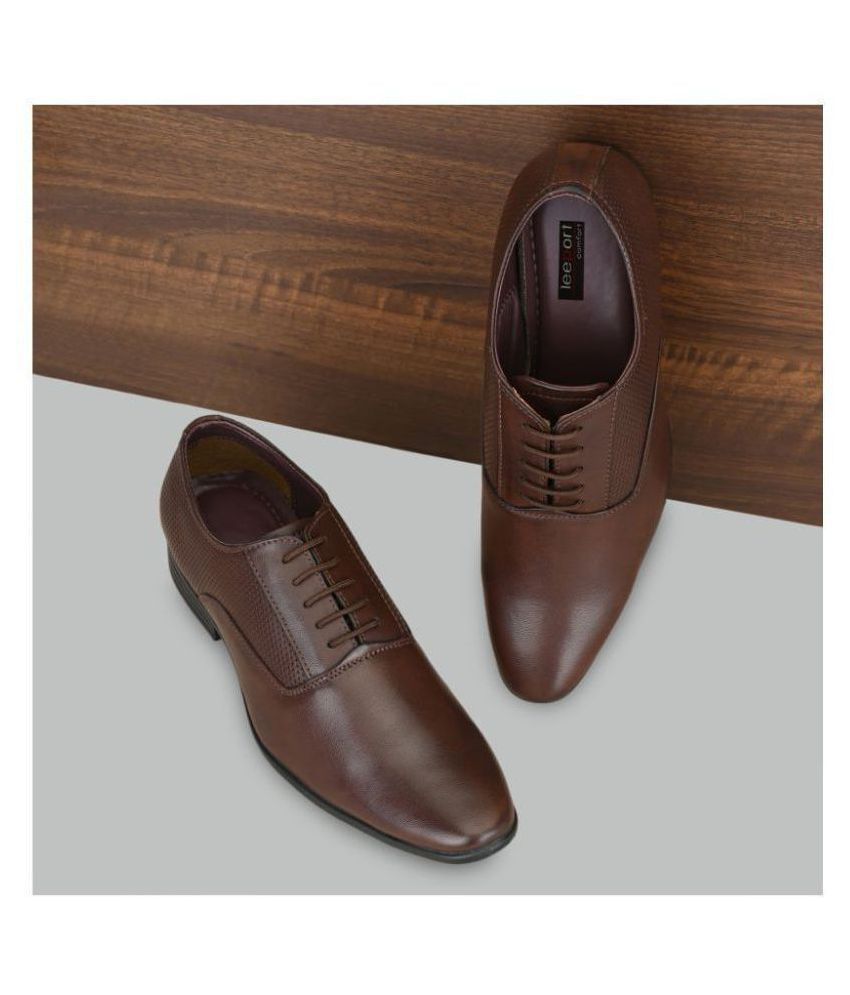 Brown artificial leather Leeport Oxford formal shoes for men, stylish and classic design by Drpshippr.