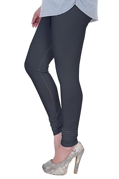 Grey plus size ultra soft cotton lycra leggings with churidar style fit, designed for comfort and flexibility.